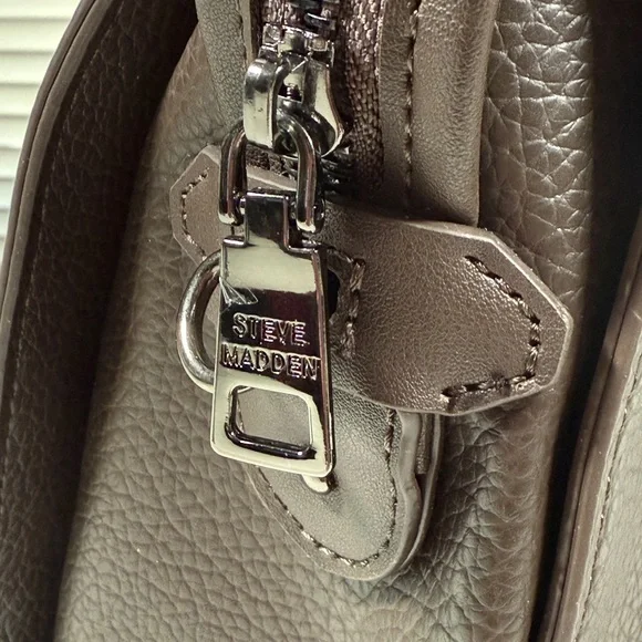 Steve Madden Brown Faux Leather Satchel Medium Handbag Crossbody - Picture 6 of 12